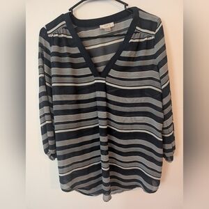3 For‎ $12 Clearance LOFT Striped See Through Striped Womens Blouse